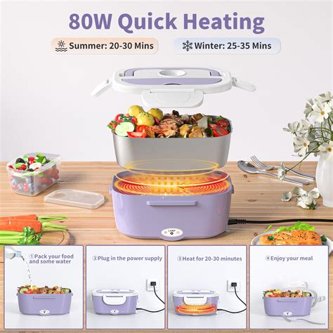 vingud electric lunch box|Vingud Electric Lunch Box Food Heater, 3 in 1 Portable Heating .